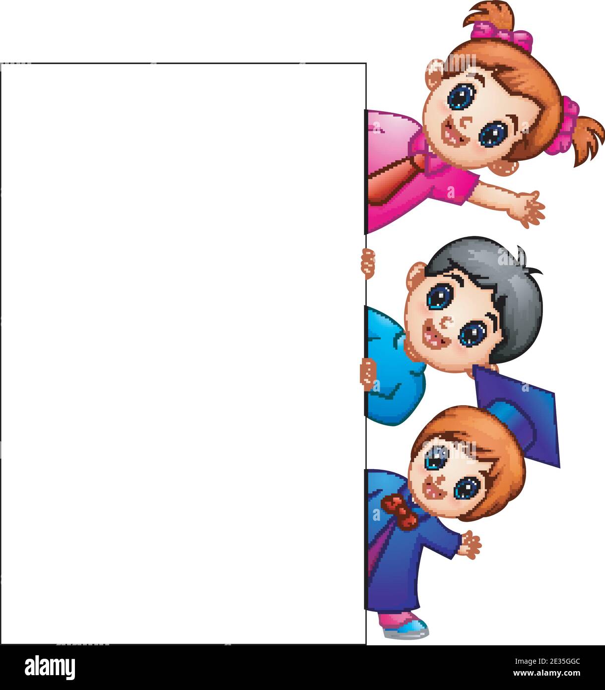 Vector illustration of Happy kid holding blank sign Stock Vector Image ...