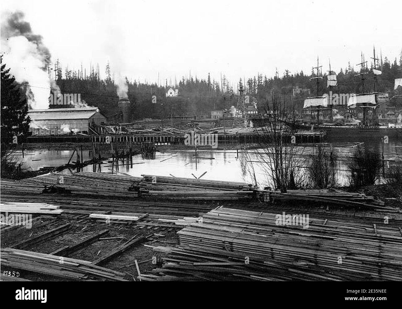 Lumber mill, Port Blakely Stock Photo Alamy