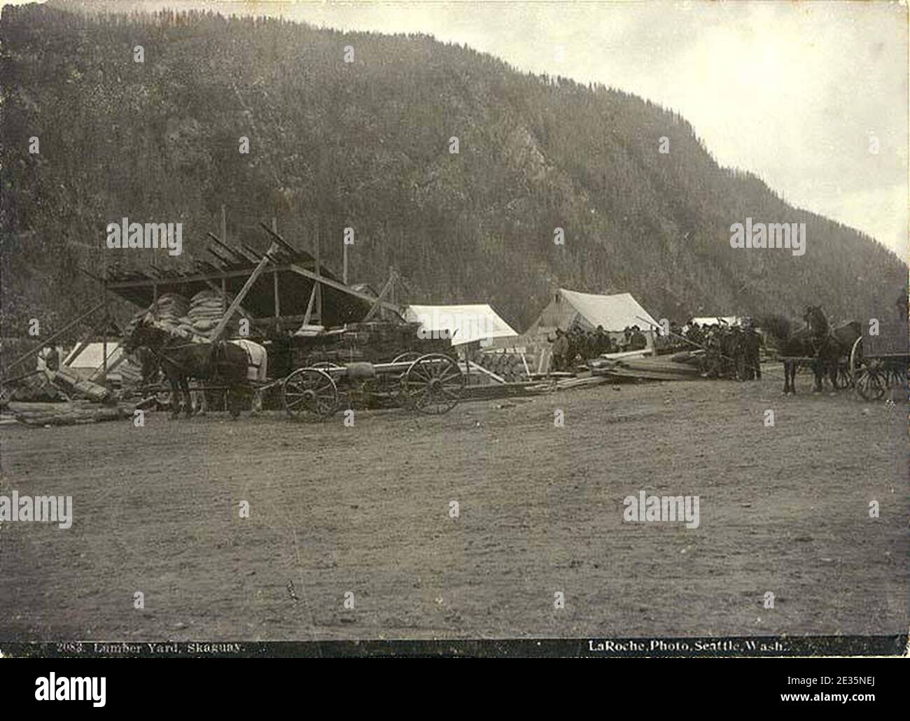 Lumber yard, Skagway, Alaska, 1897 (LAR Stock Photo Alamy