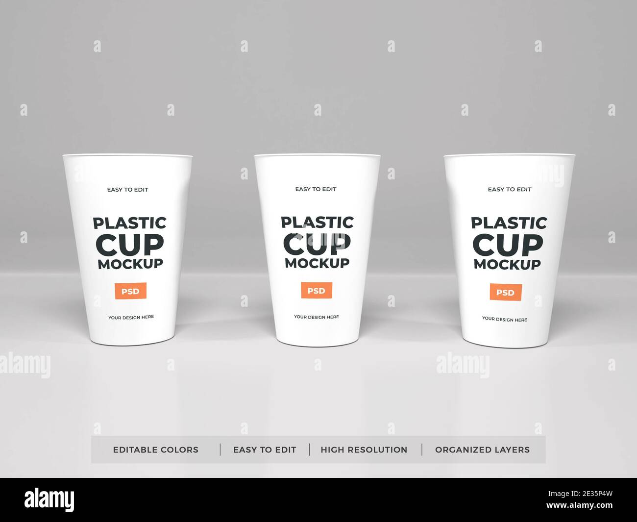 Realistic Plastic Cup Packaging 3D Illustration Mockup Scene on