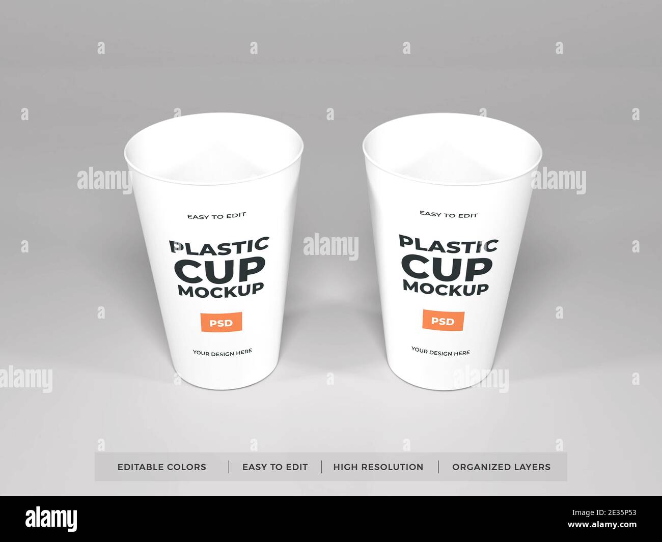 Realistic Plastic Cup Packaging 3D Illustration Mockup Scene on