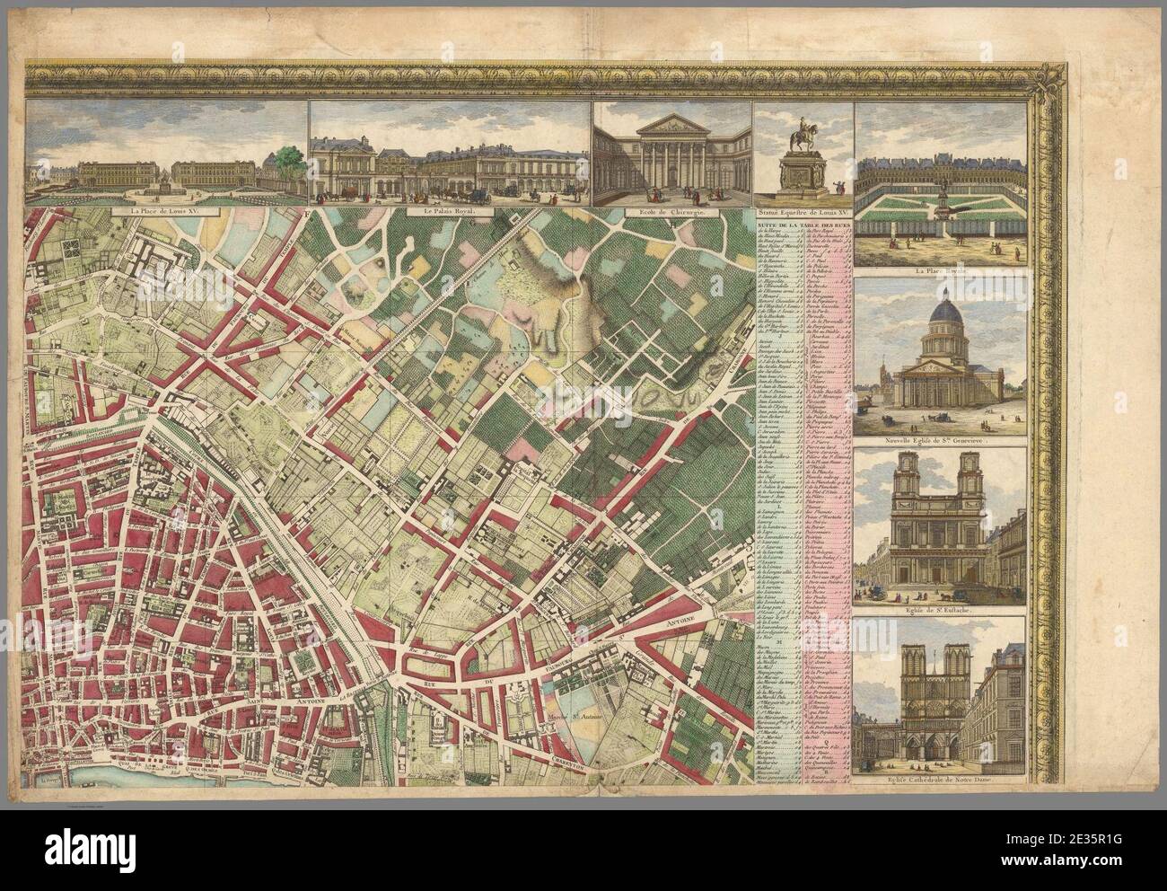 M. Pichon, Nouveau plan routier de la ville et faubourgs de Paris 2, 1784 - David Rumsey. Stock Photo