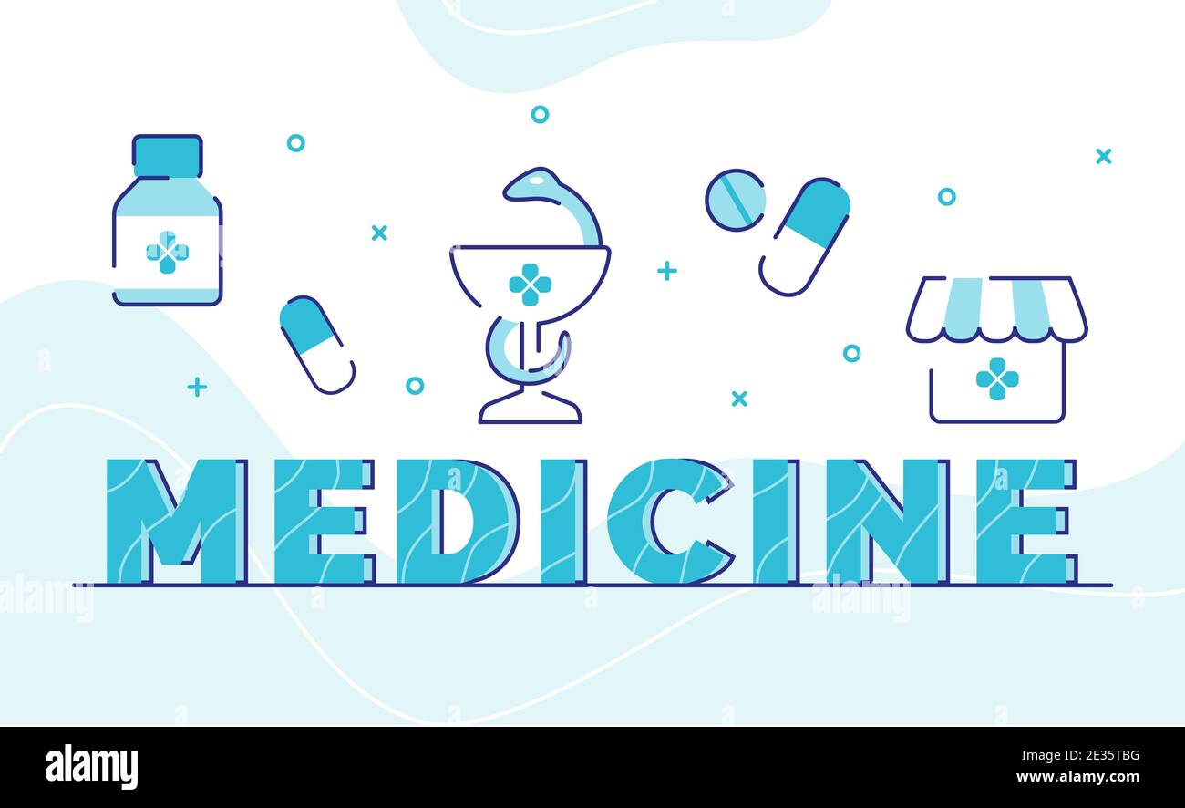 medicine typography word art background of drugstore pharmacy pill