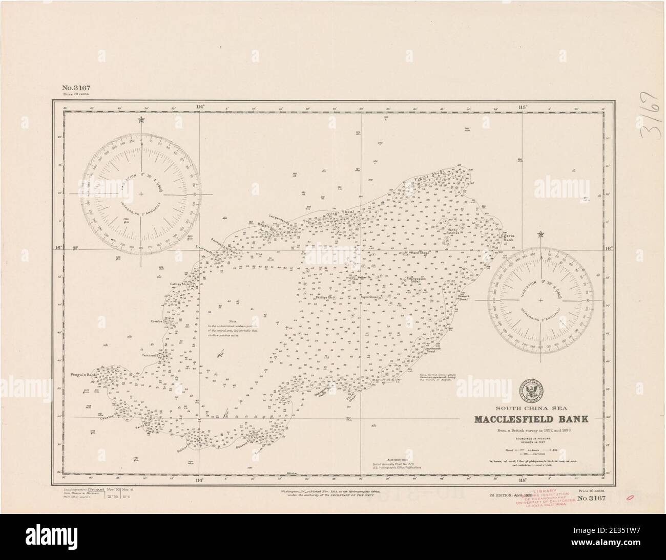 Macclesfield Bank 1920 nautical chart Stock Photo Alamy