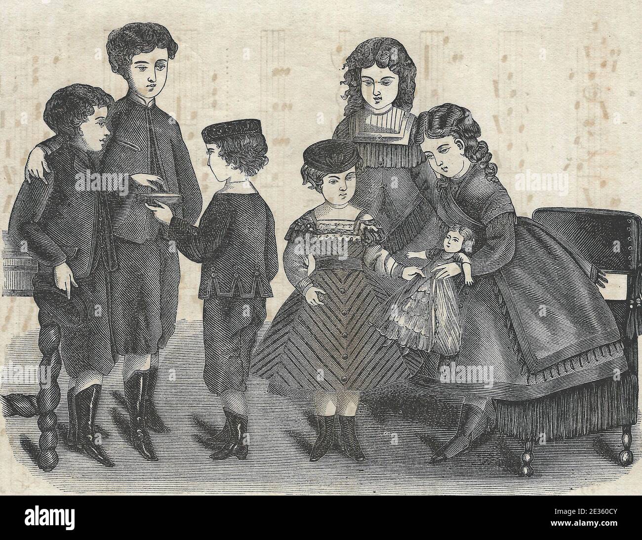 Children's Dresses - Godey's Lady's Magazine, 1869 Stock Photo