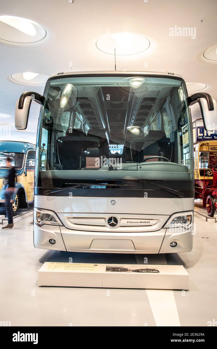 STUTTGART, GERMANY, 2019: 2009 The touring coach Mercedes-Benz Travego at  Mercedes-Benz Museum Stock Photo - Alamy