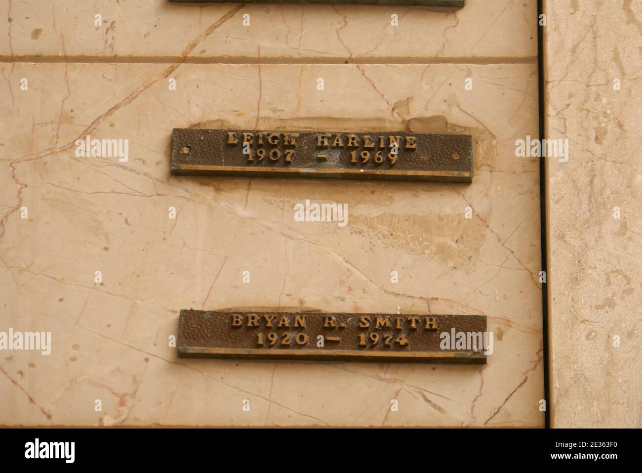 North Hollywood, California, USA 15th January 2021 A general view of atmosphere of composer Leigh Harline's Grave/Niche in Mausoleum of the Resurrection at Valhalla Memorial Park Cemetery on January 15, 2021 in North Hollywood, California, USA. Photo by Barry King/Alamy Stock Photo Stock Photo