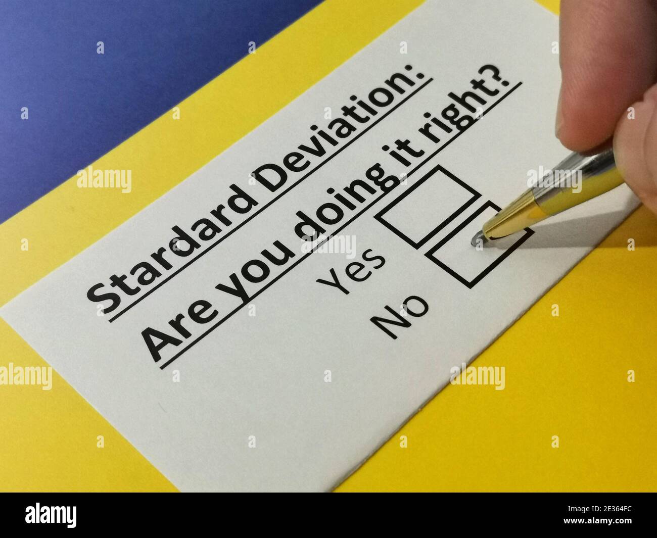 One person is answering question about standard deviation. Stock Photo