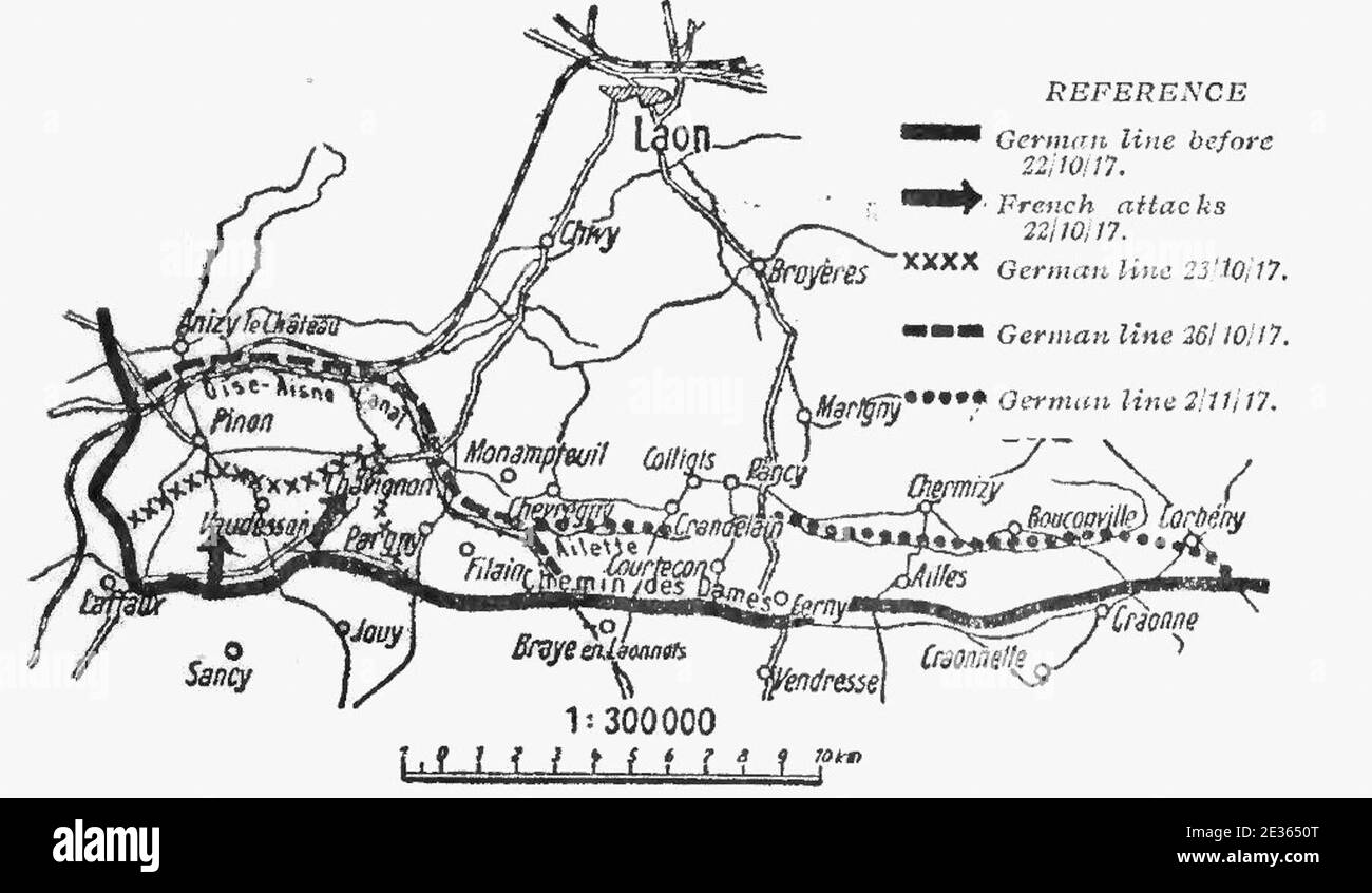 German retreat from the Chemin des Dames, November 1917 Stock Photo