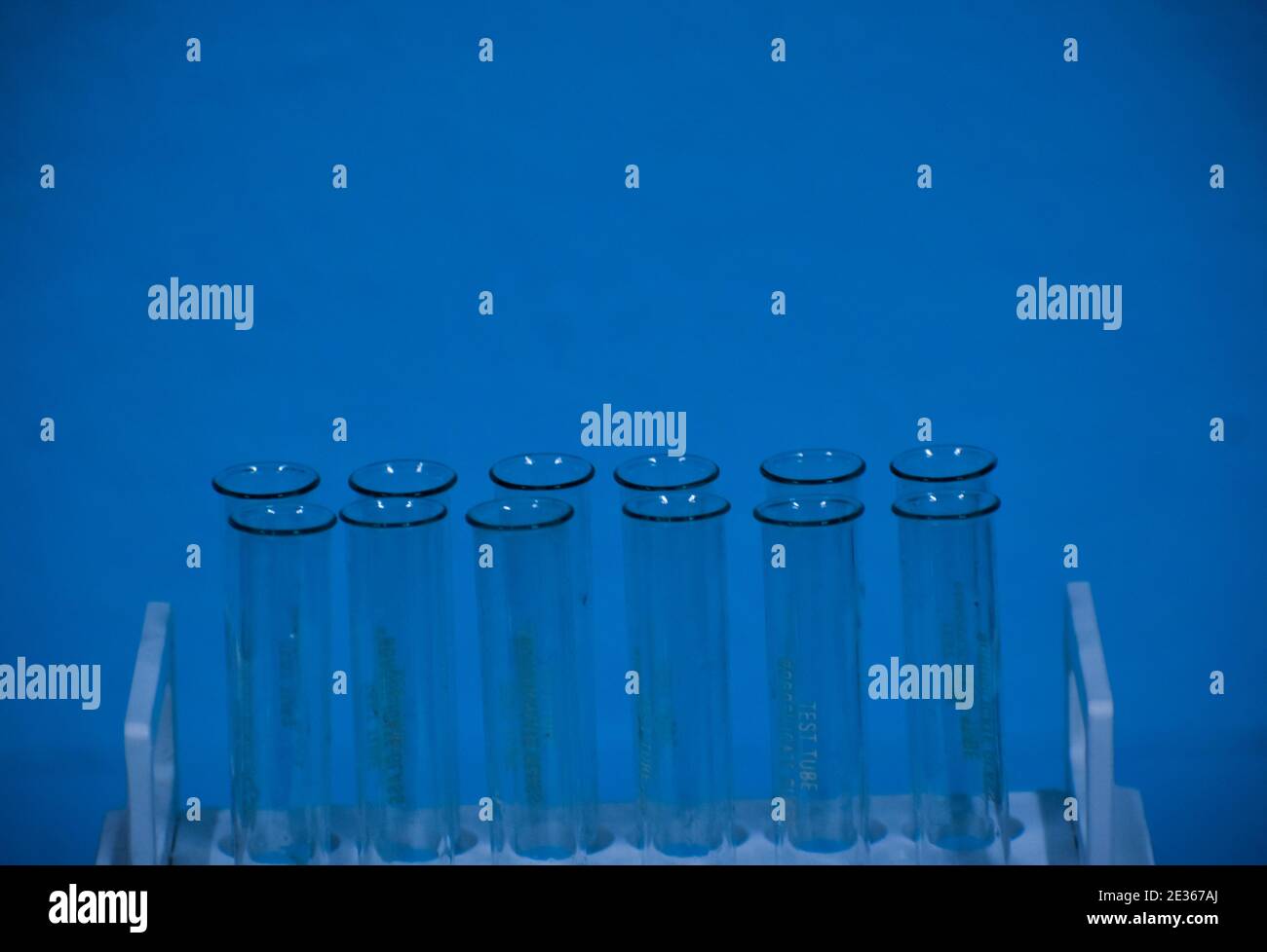 Test Tube in a test tube stand. Chemistry lab image. Close view of Test