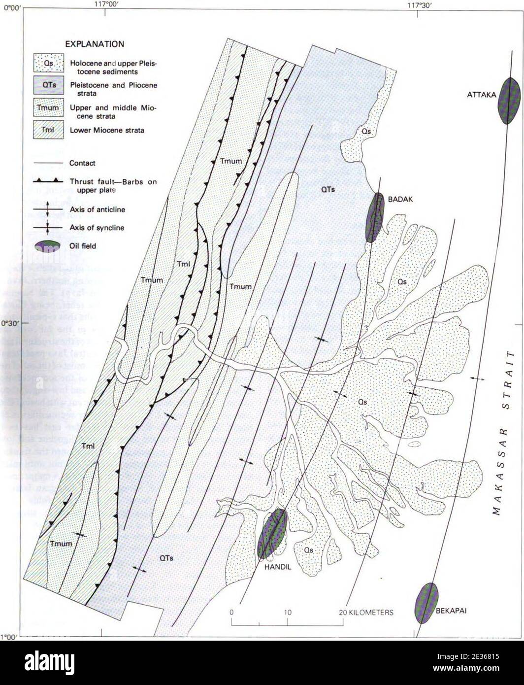 Mahakam delta geologic map. Stock Photo