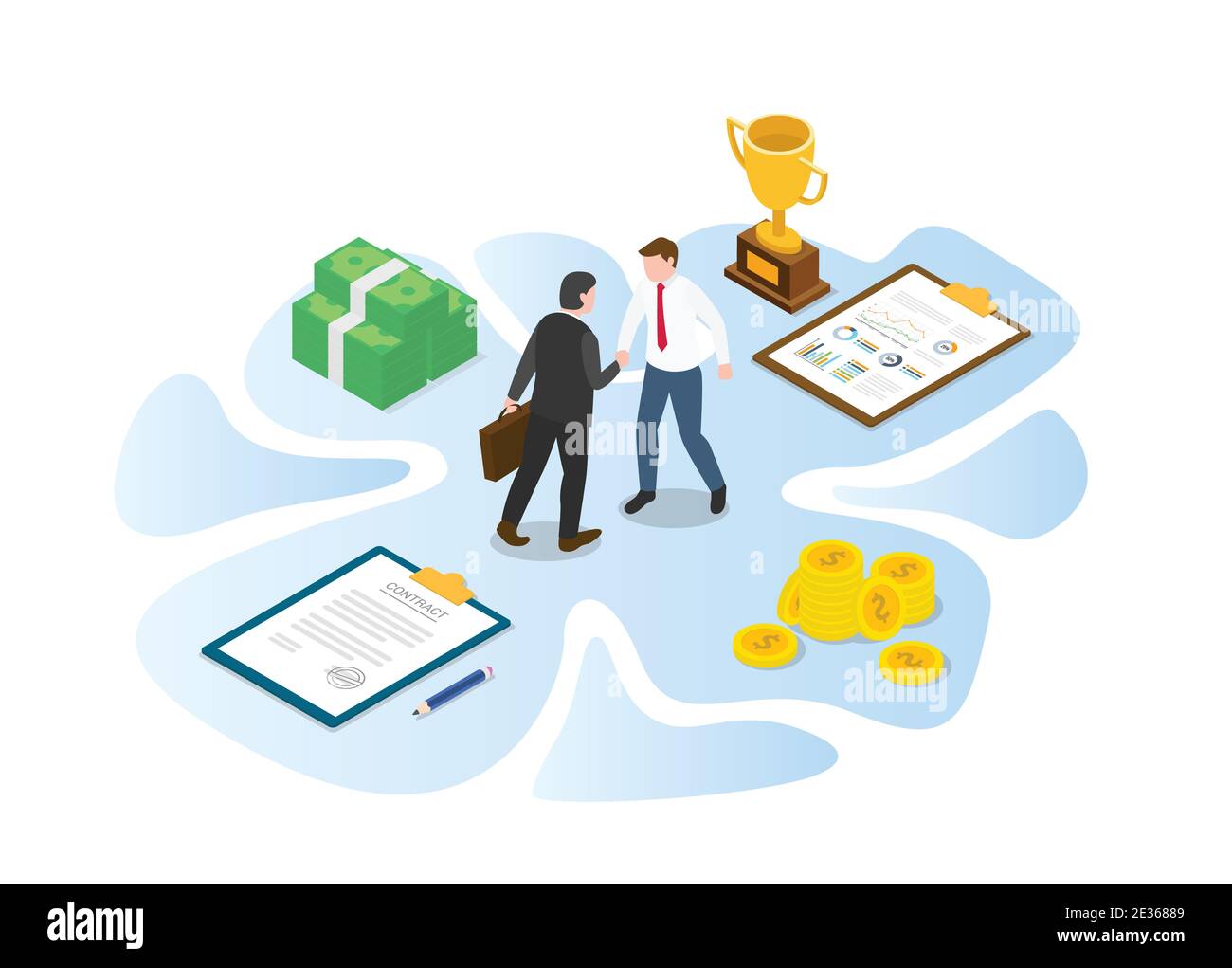 business cooperation concept with modern isometric or 3d style vector ...
