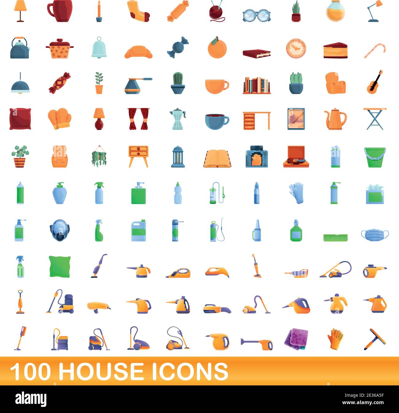 100 house icons set. Cartoon illustration of 100 house icons vector set ...