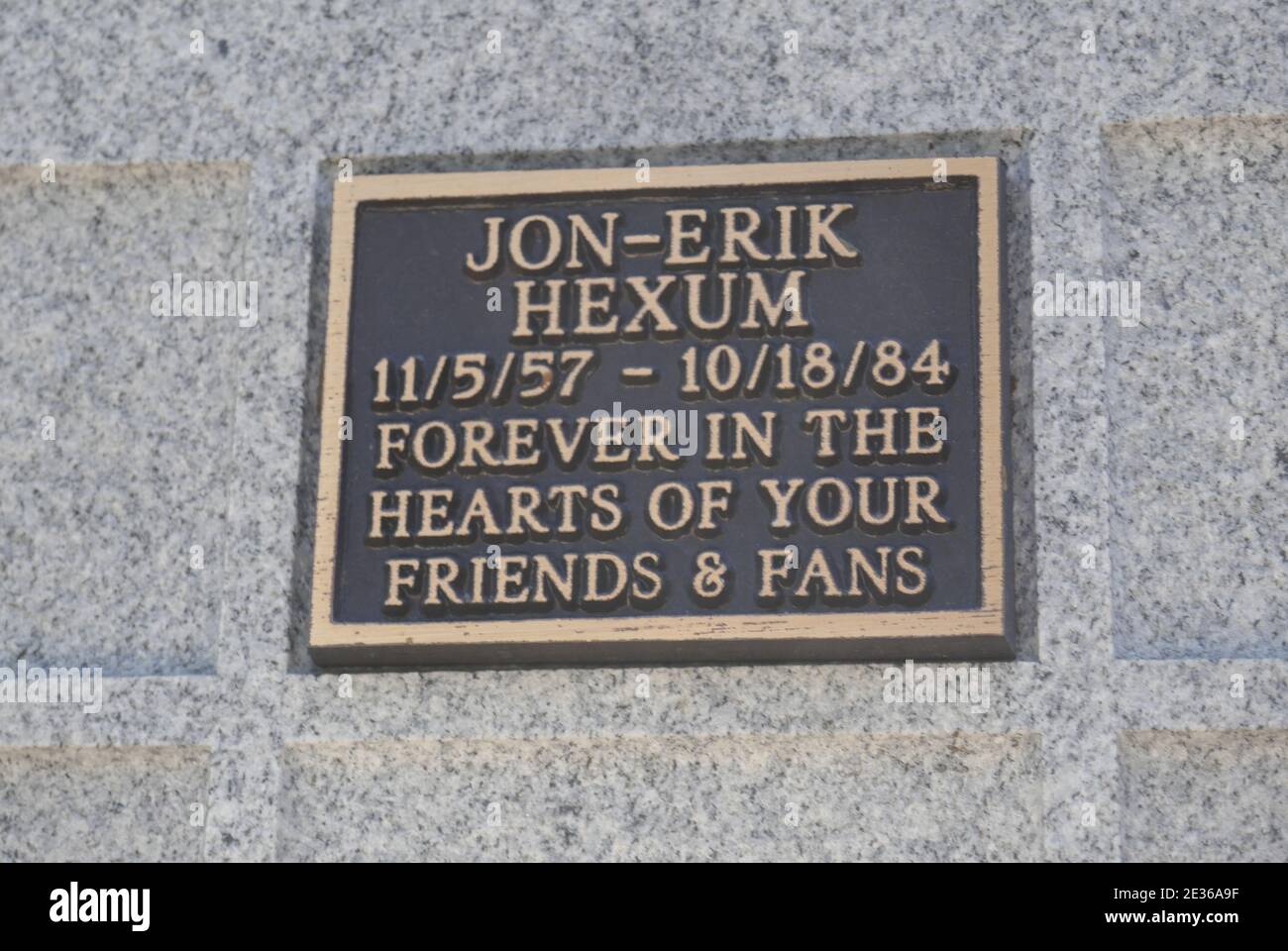 North Hollywood, California, USA 15th January 2021 A general view of atmosphere of Jon-Erik Hexum's Cenotaph and Memorial on January 15, 2021 at Valhalla Memorial Park in North Hollywood, California, USA. Photo by Barry King/Alamy Stock Photo Stock Photo