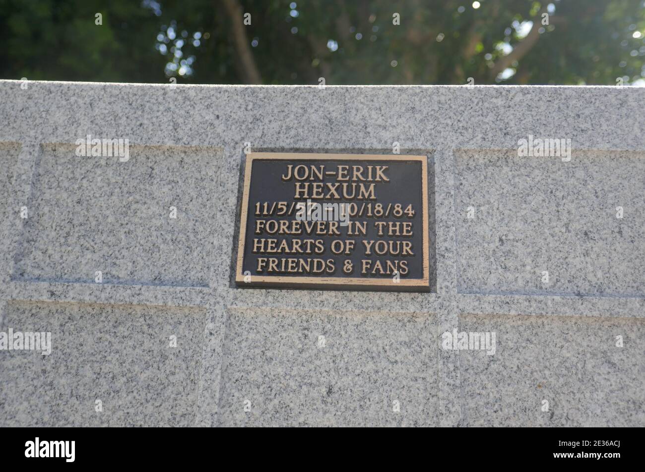 North Hollywood, California, USA 15th January 2021 A general view of atmosphere of Jon-Erik Hexum's Cenotaph and Memorial on January 15, 2021 at Valhalla Memorial Park in North Hollywood, California, USA. Photo by Barry King/Alamy Stock Photo Stock Photo
