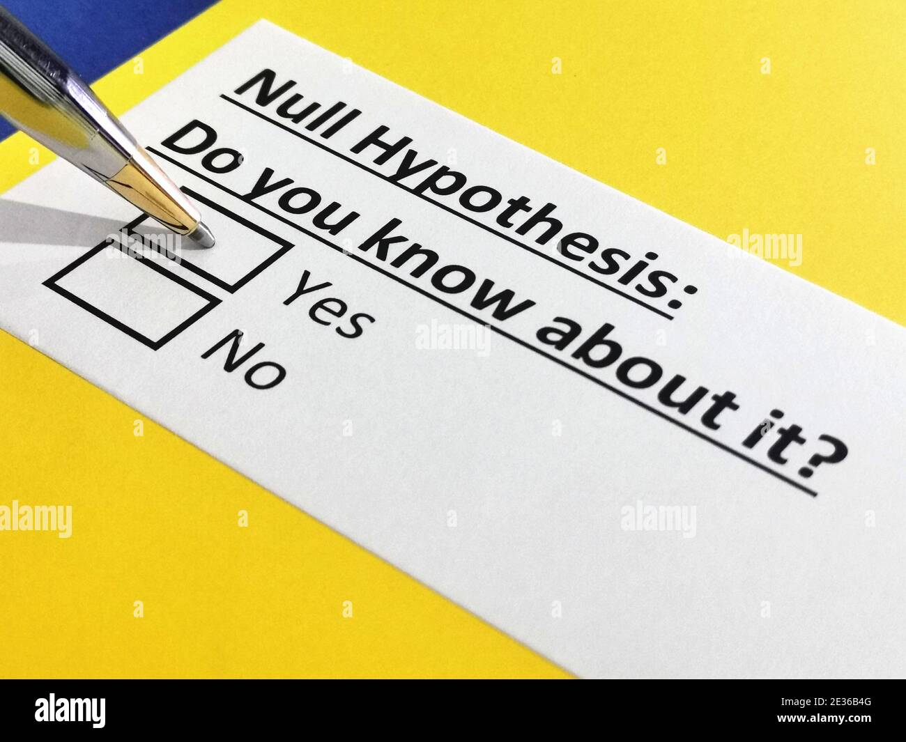 One person is answering question about null hypothesis. Stock Photo