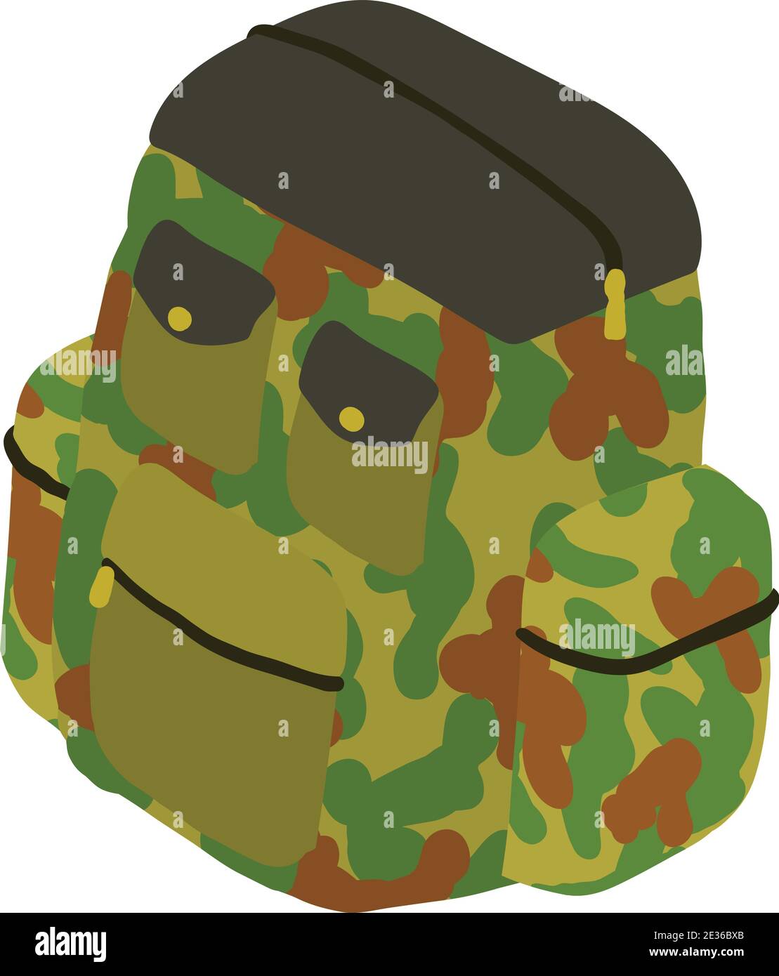 Hunting backpack icon. Isometric of hunting backpack vector icon for