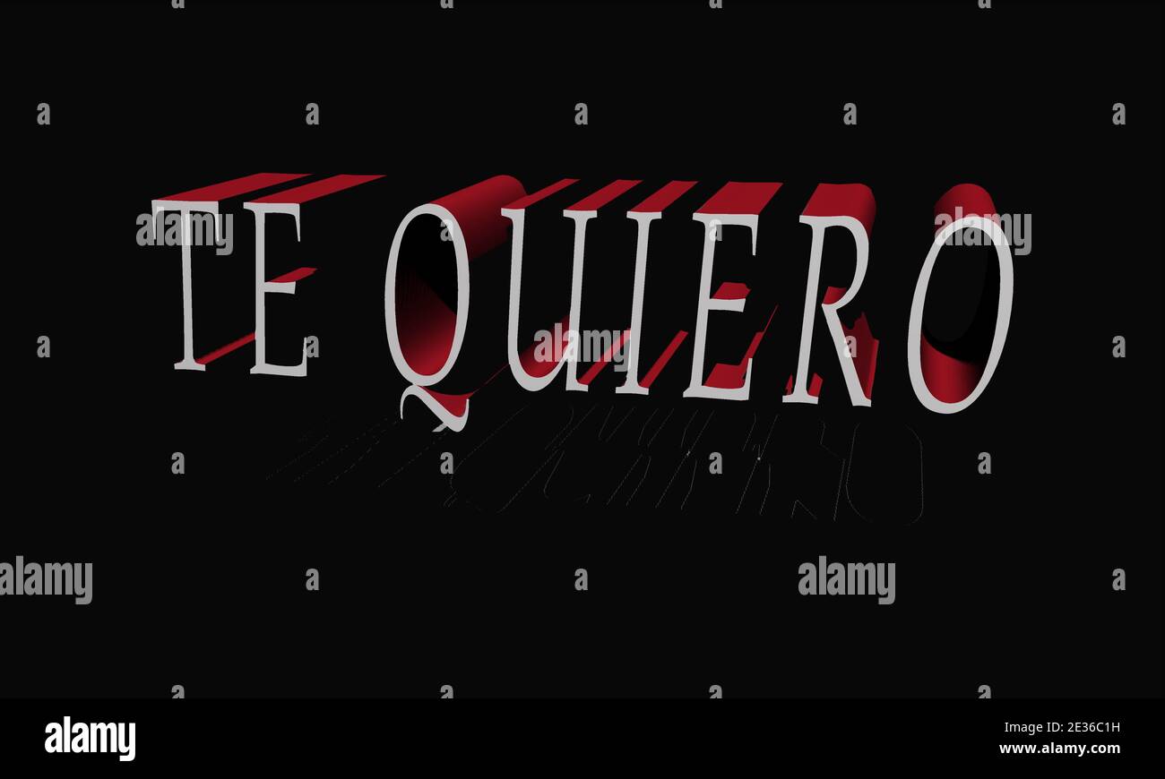 The word 'TE QUIERO' written in a cool pretty font isolated on black background Stock Photo