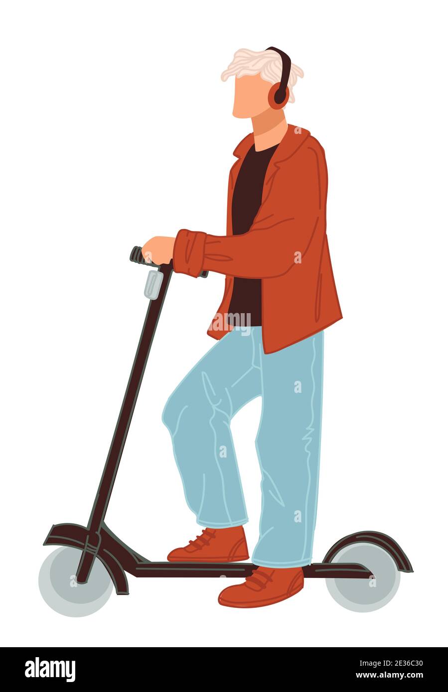 Eco transport in city, electric scooter and man Stock Vector