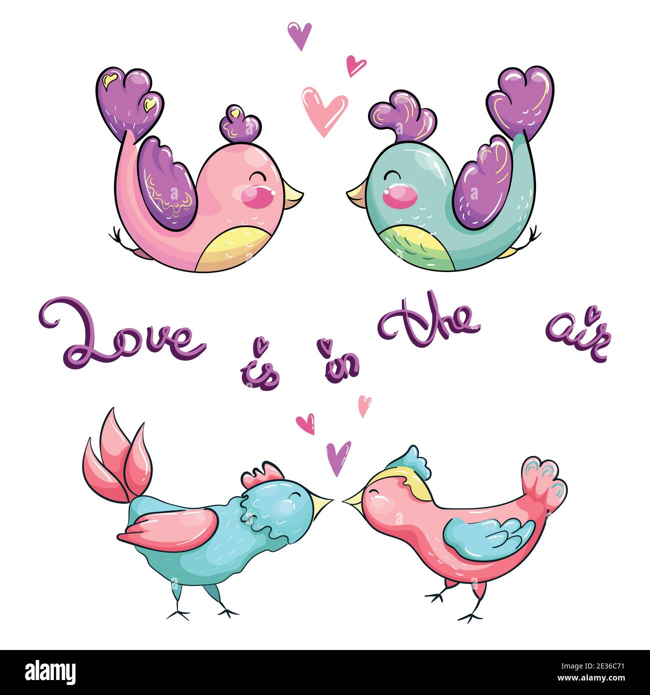 Two Cartoon Birds Couple are Fully in Love Stock Vector Image & Art - Alamy