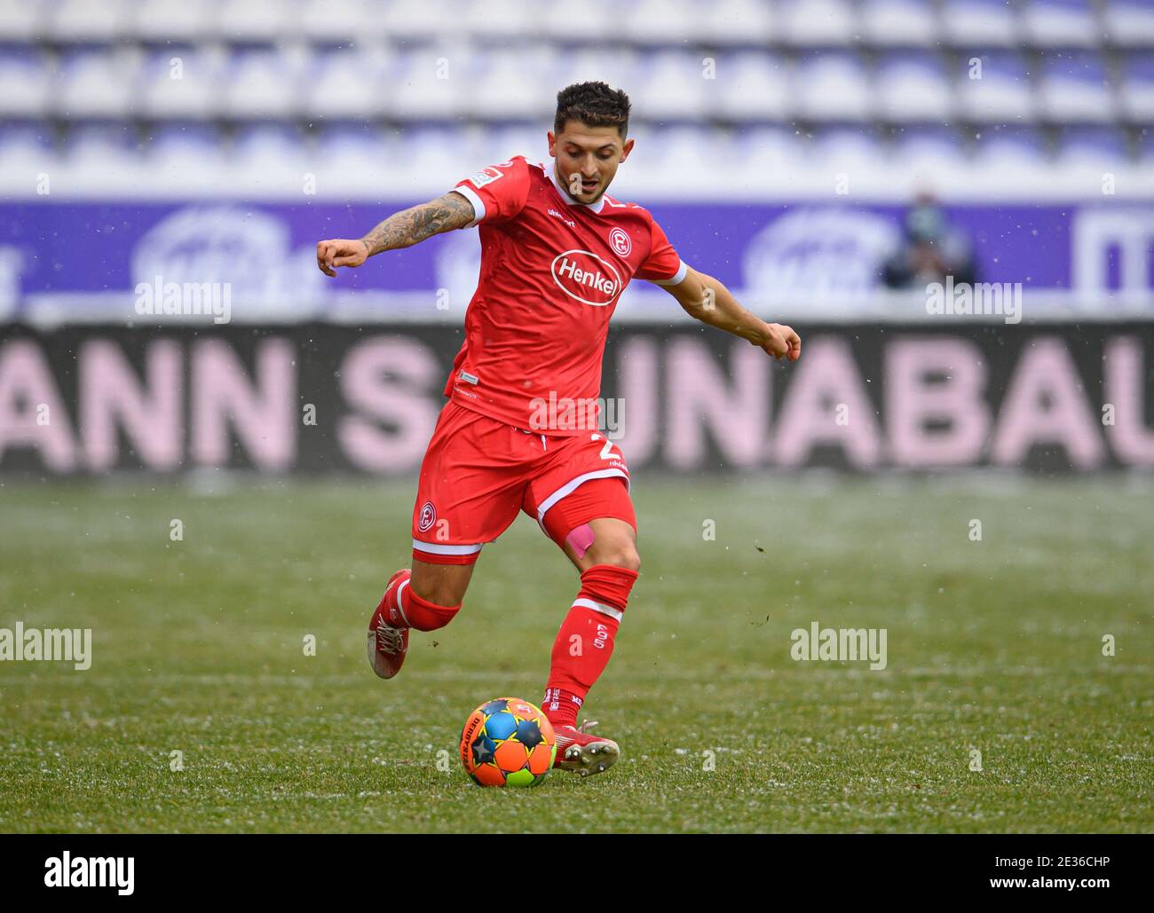 Aue Germany 16th Jan 2021 Football 2 Bundesliga Fc Erzgebirge Aue Fortuna Dusseldorf Matchday 16 At Erzgebirge Stadium Dusseldorf S Matthias Zimmermann Plays The Ball Credit Robert Michael Dpa Zentralbild Dpa Important Note In