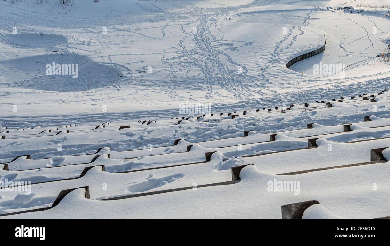 Steps In Snow Steps in snow. Winter pattern background. Beauty in nature. Tranquil ...