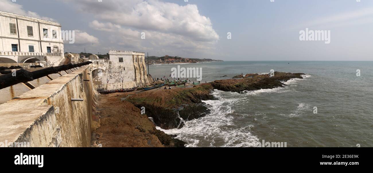 Cape Coast castle Ghana. One of forty slave castles, or forts of West Africa. Millions of African slaves passed through. Dungeons and cells slavery. Stock Photo