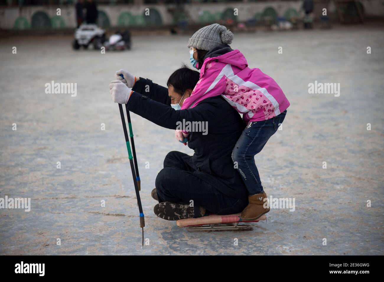 Citizens come to the park to skate and enjoy the joy brought by sports after skating rinks reopen in Shenyang city, northeast China's Liaoning provinc Stock Photo