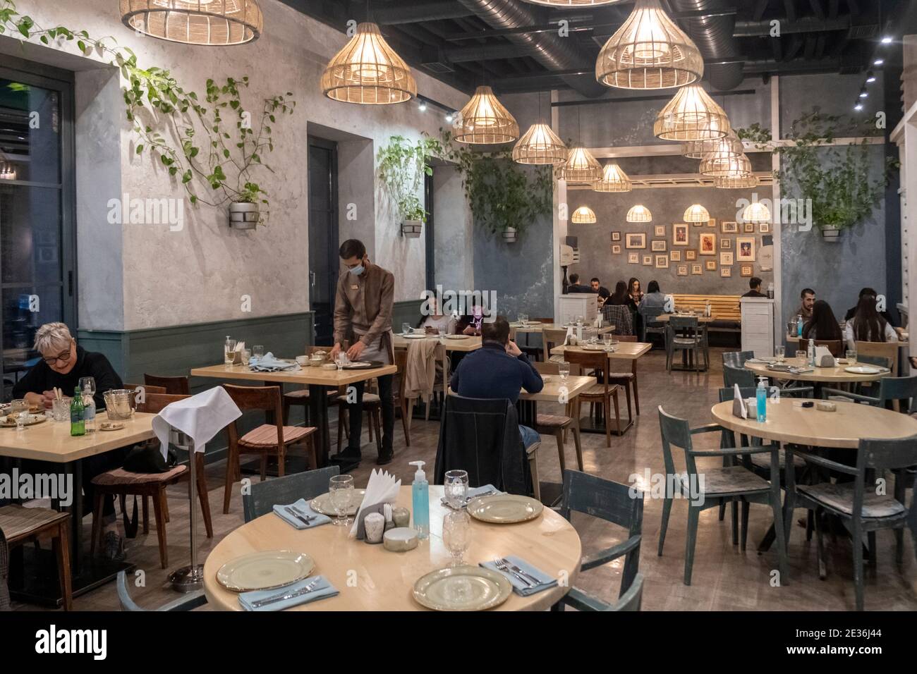 People dining in Lavash restaurant in Yerevan capital of Armenia Stock
