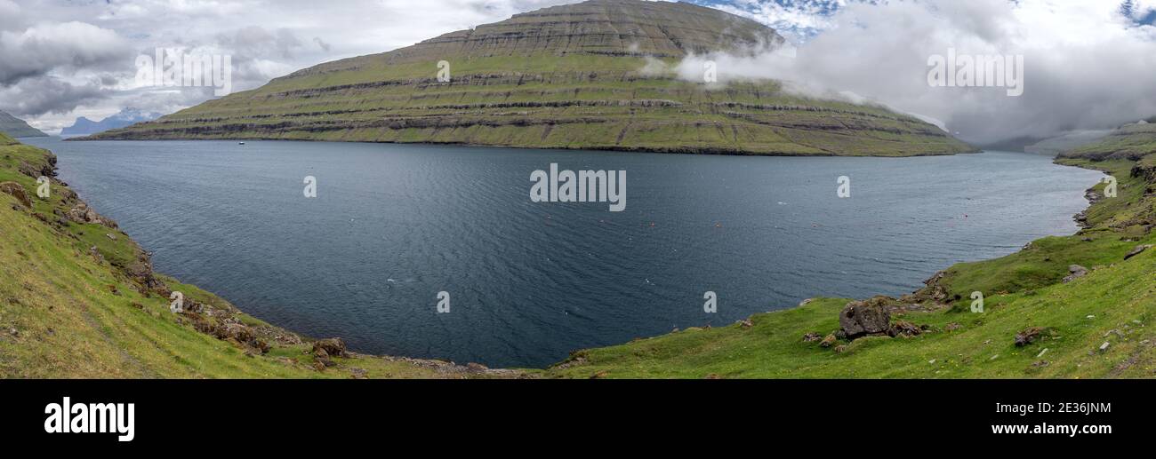 Funningur village, Eysturoy island, Faroe Islands Stock Photo