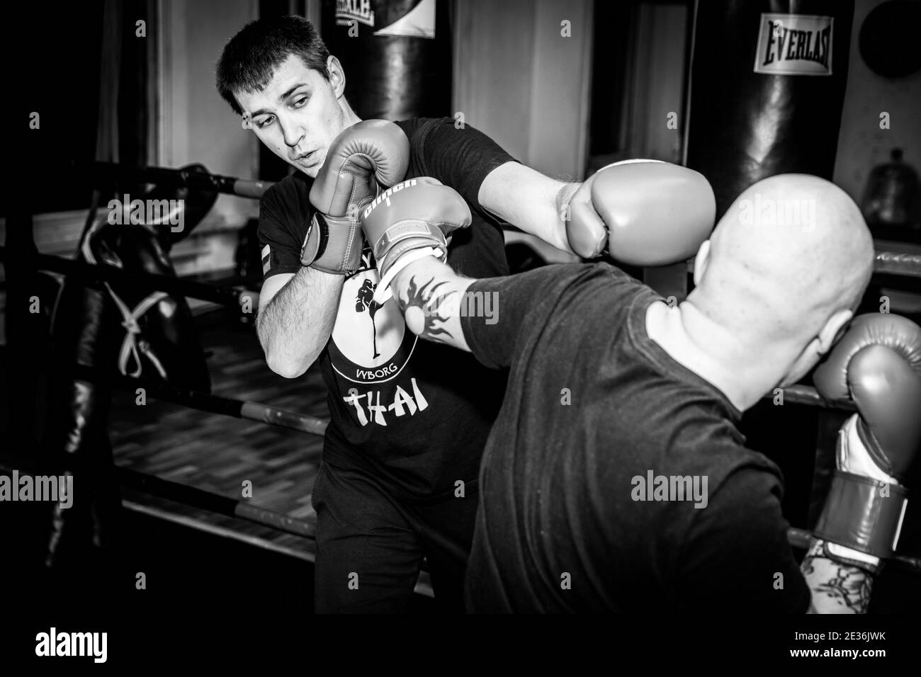 Two men boxers boxing Black and White Stock Photos & Images - Alamy