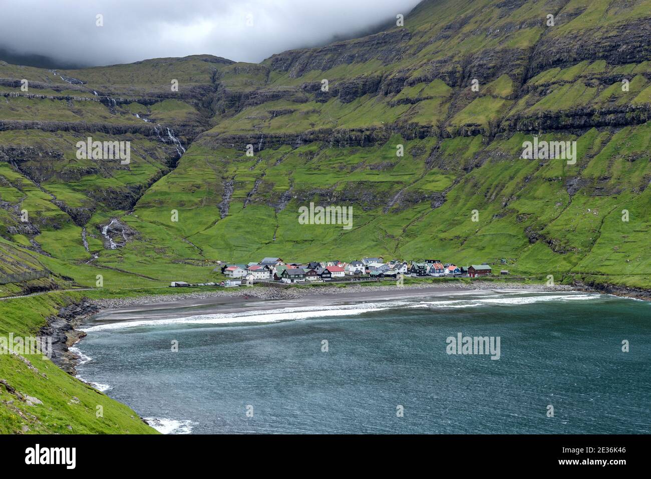 Tjornuvik village, Eysturoy Island, Faroe Islands Stock Photo