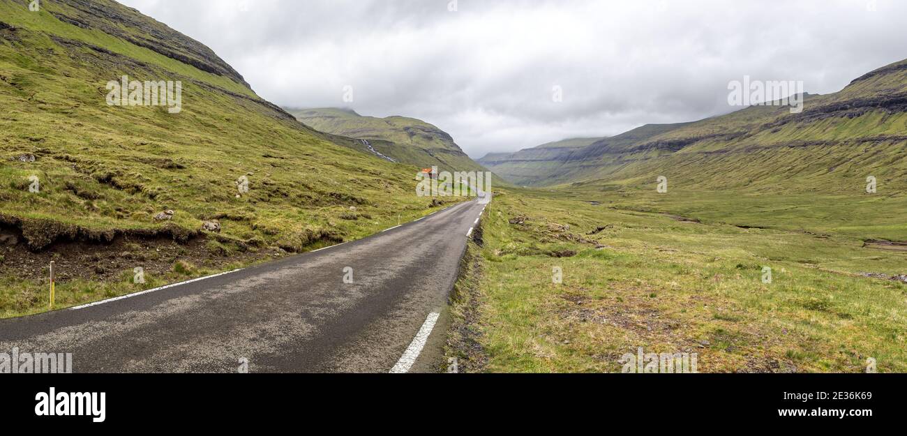 Road to Saksun village, Eysturoy Island, Faroe Islands Stock Photo