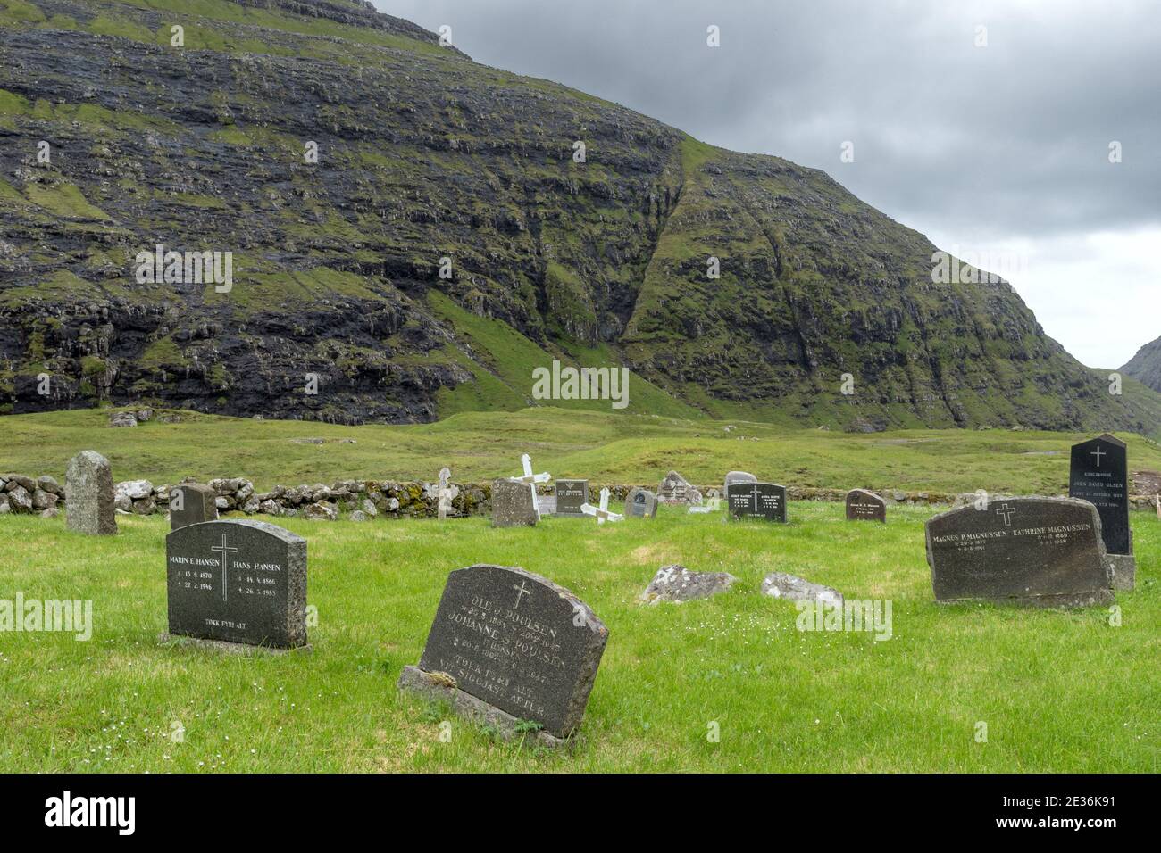 Saksun village cemetery, Eysturoy Island, Faroe Islands Stock Photo