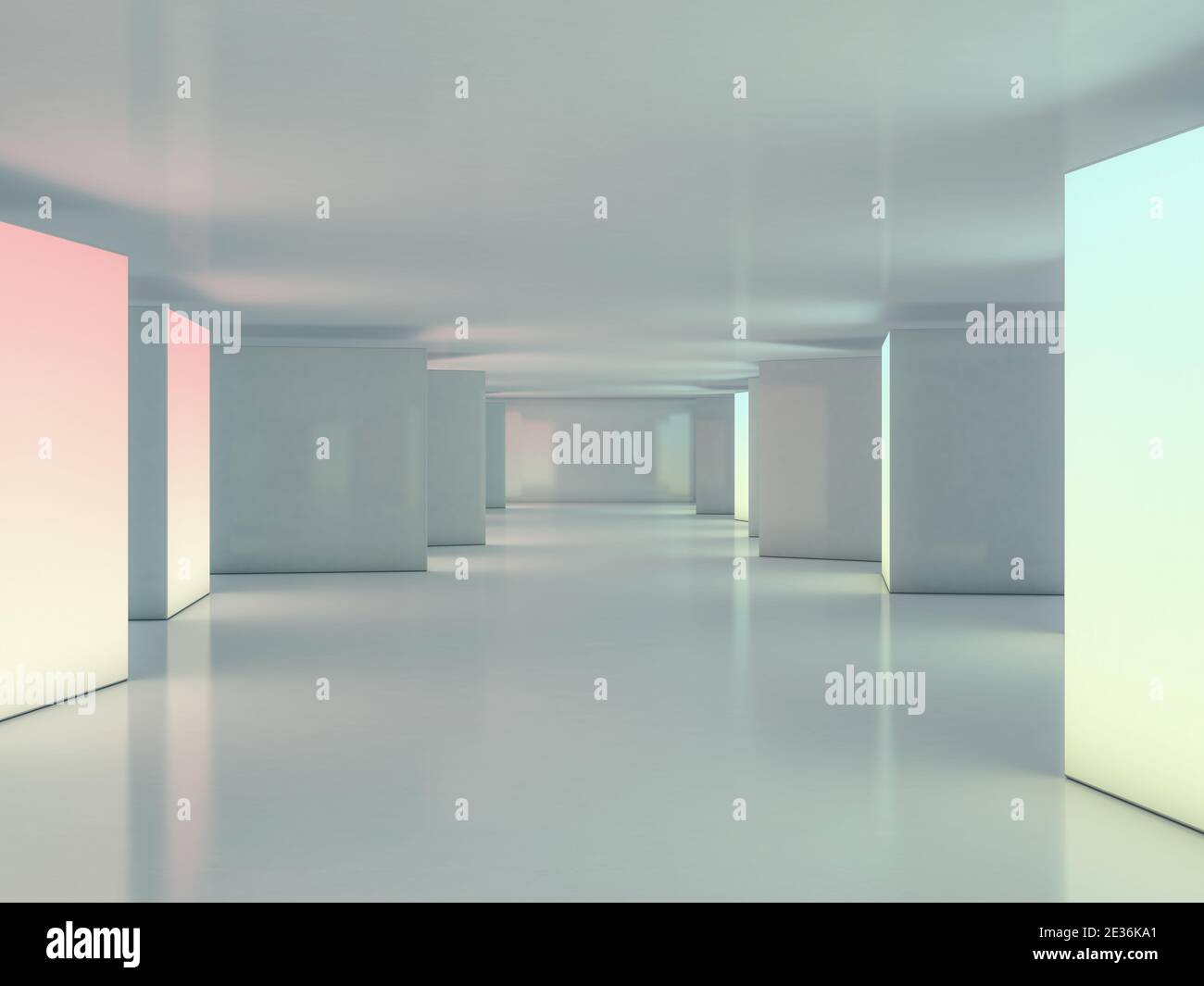 Abstract modern architecture background, empty open space interior. 3D ...