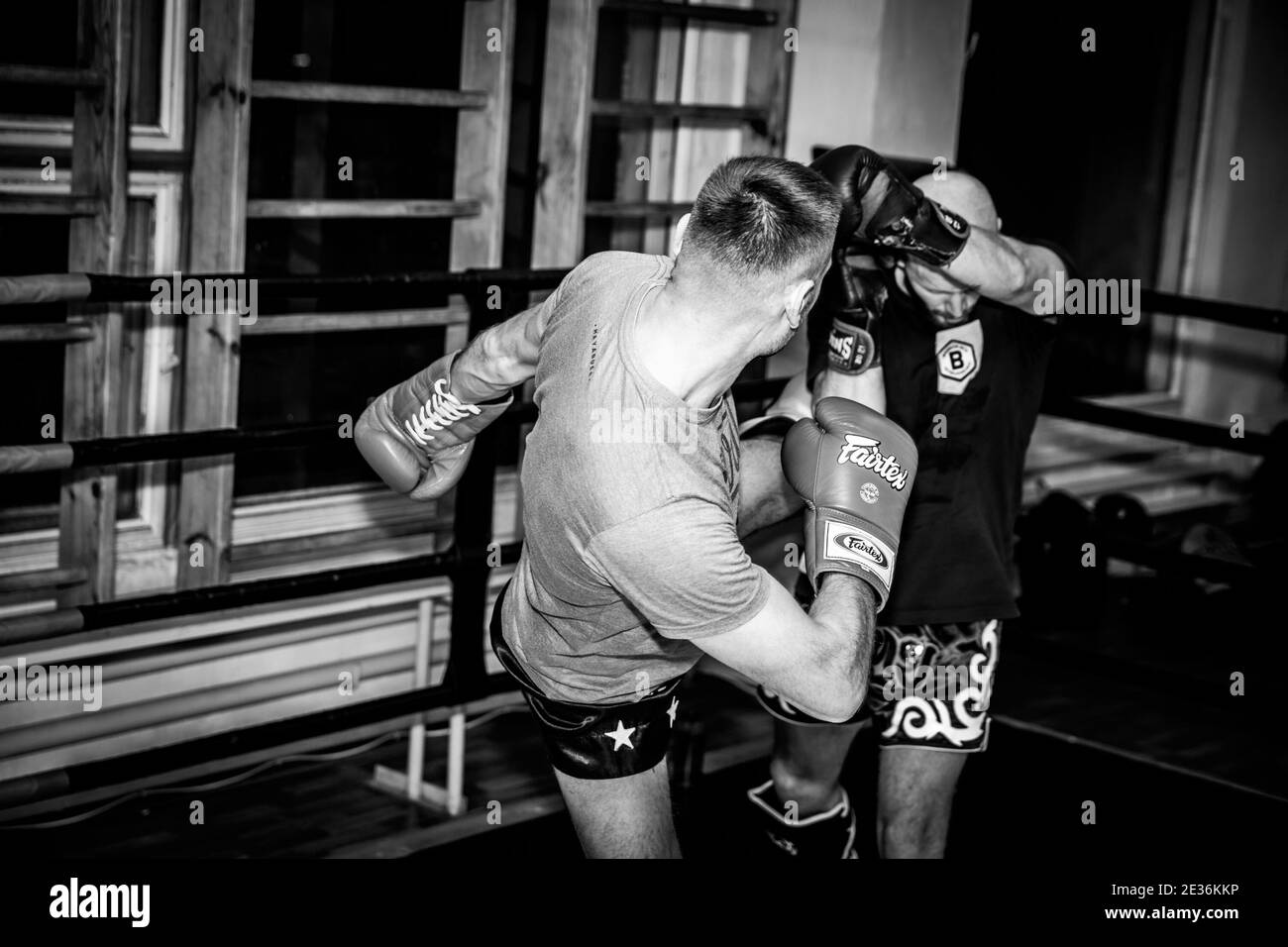 Two men boxers boxing Black and White Stock Photos & Images - Alamy