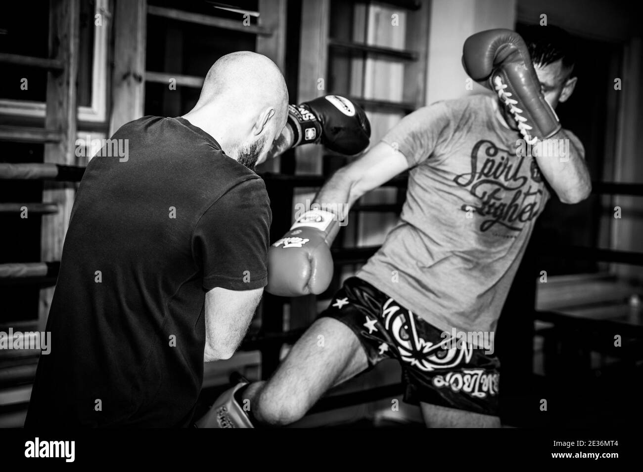 Two men boxers boxing Black and White Stock Photos & Images - Alamy
