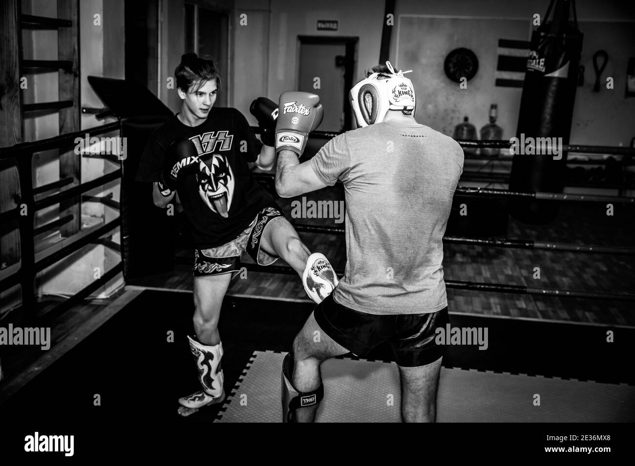 Two men boxers boxing Black and White Stock Photos & Images - Alamy