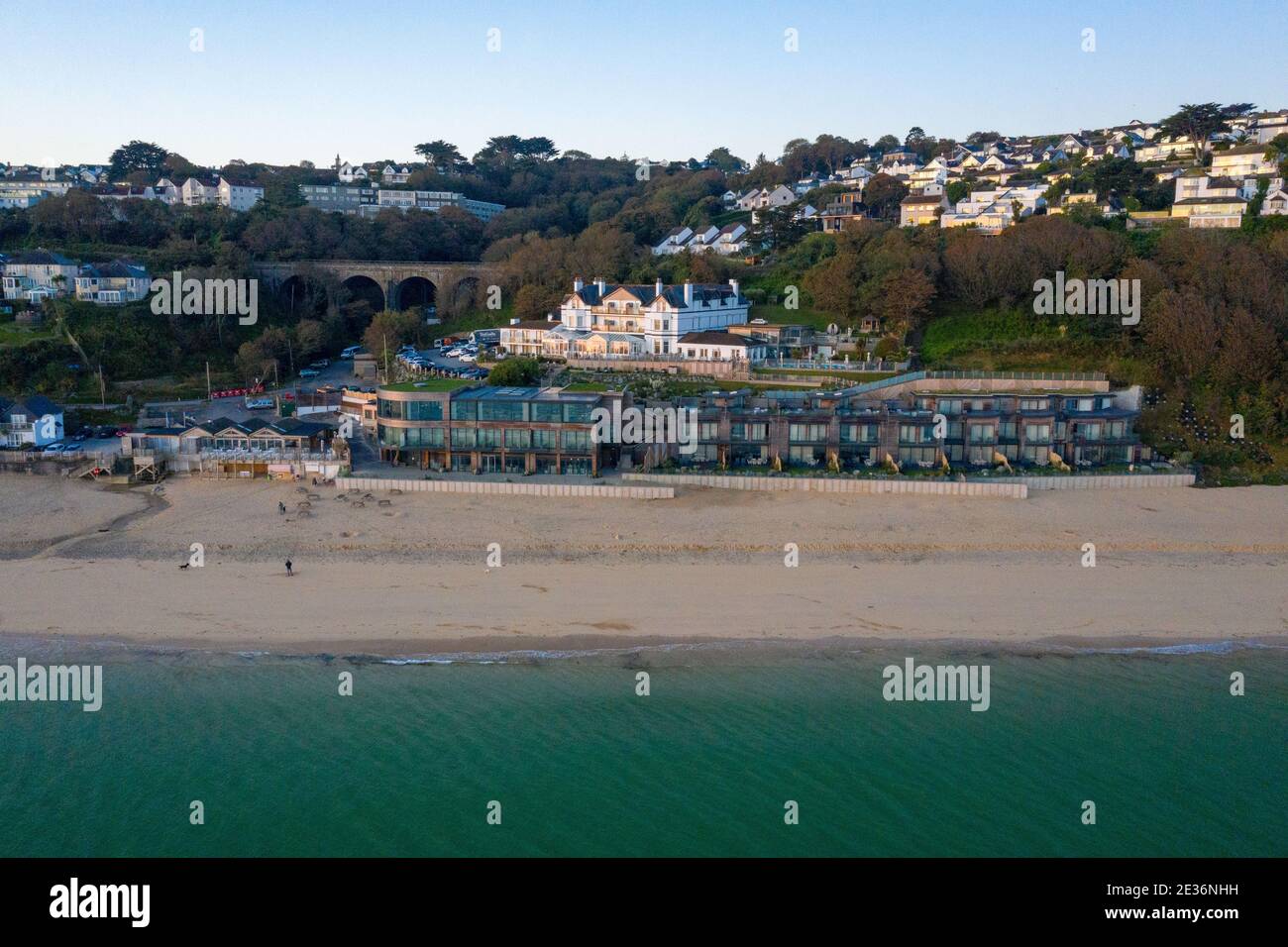 Aerial Image of Carbis Bay Hotel Stock Photo