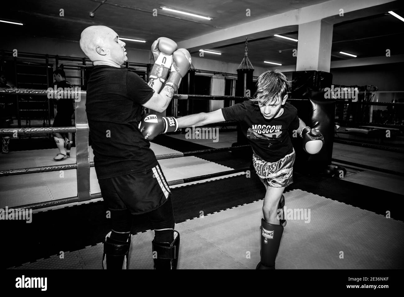 Two men boxers boxing Black and White Stock Photos & Images - Alamy