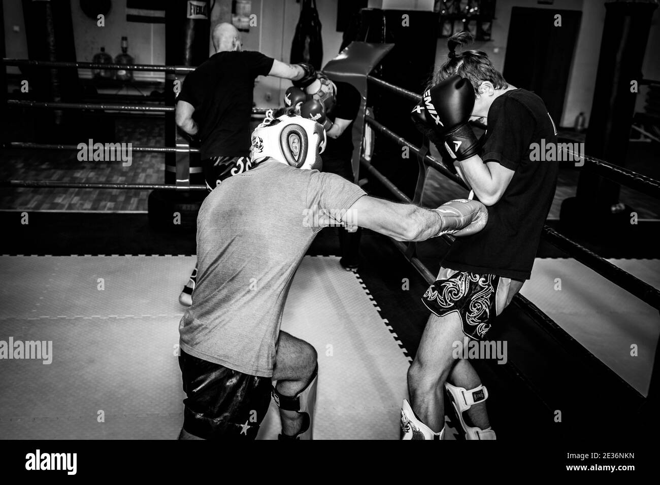 Two men boxers boxing Black and White Stock Photos & Images - Alamy
