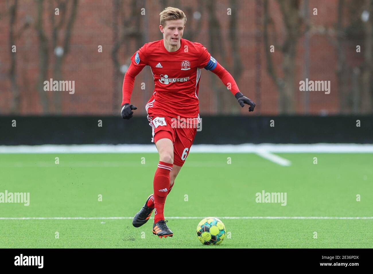 Kongens Lyngby, Denmark. 16th Jan, 2021. Frederik Winther (6) of Lyngby Boldklub seen during the test match between Lyngby Boldklub and Hellerup IK in Kongens Lyngby. (Photo Credit: Gonzales Photo/Alamy Live News Stock Photo