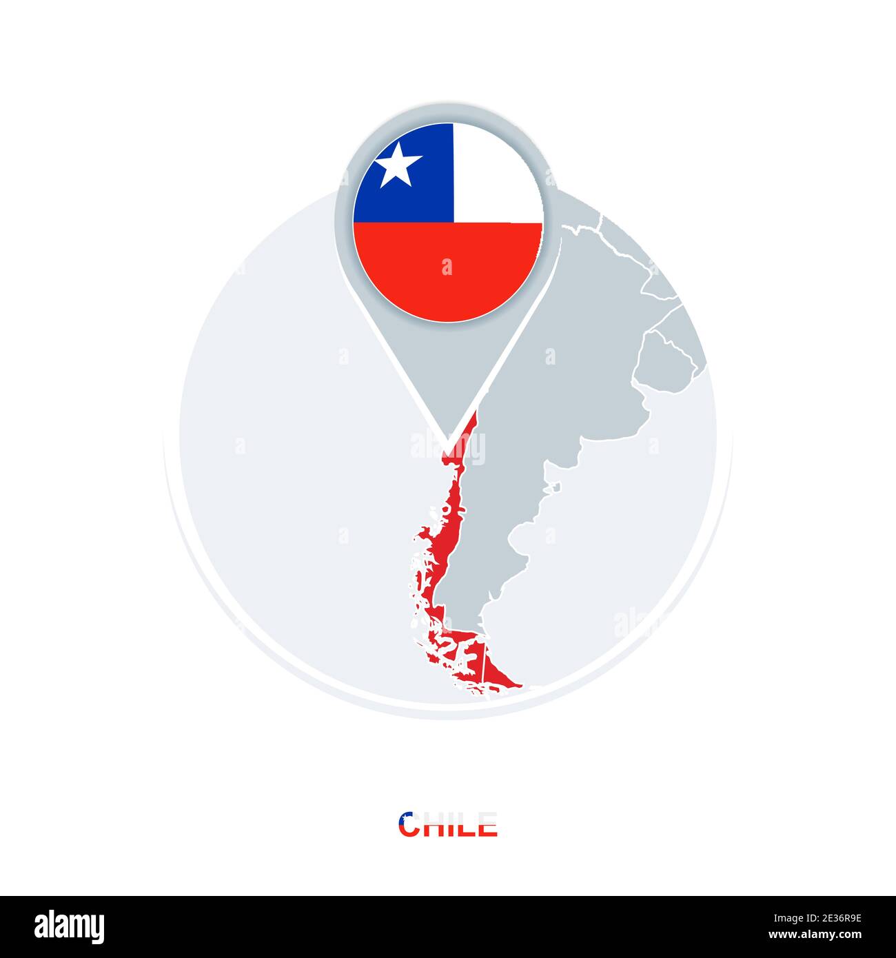 Chile map and flag, vector map icon with highlighted Chile Stock Vector
