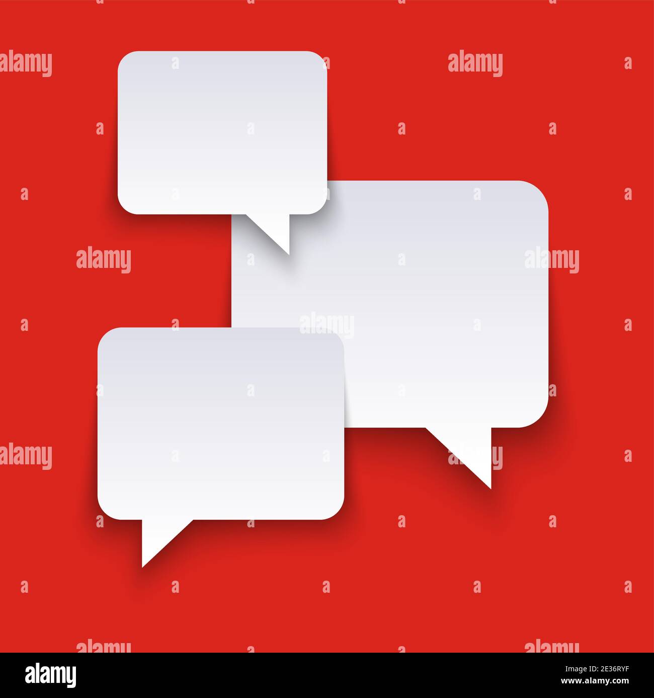 EPS vector illustration of white speech bubbles with shadows on red ...