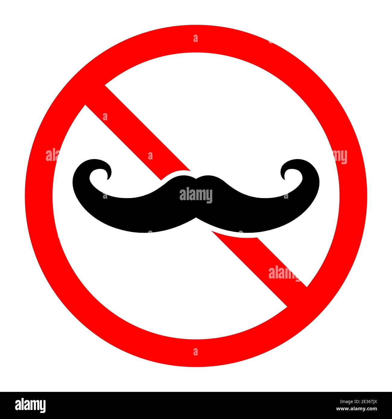 Mustache ban icon. Mustache are prohibited. Stop or ban red round sign
