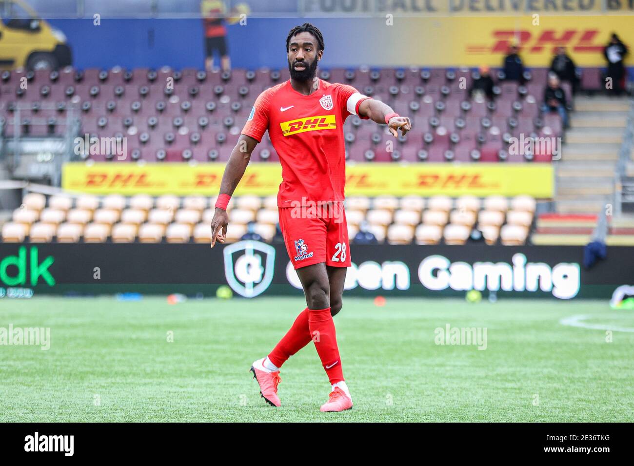 Farum, Denmark. 16th Jan, 2021. Johan Djourou (28) of FC Nordsjaelland seen during the test match between FC Nordsjaelland and FC Helsingoer in Right to Dream Park in Farum. (Photo Credit: Gonzales Photo/Alamy Live News Stock Photo