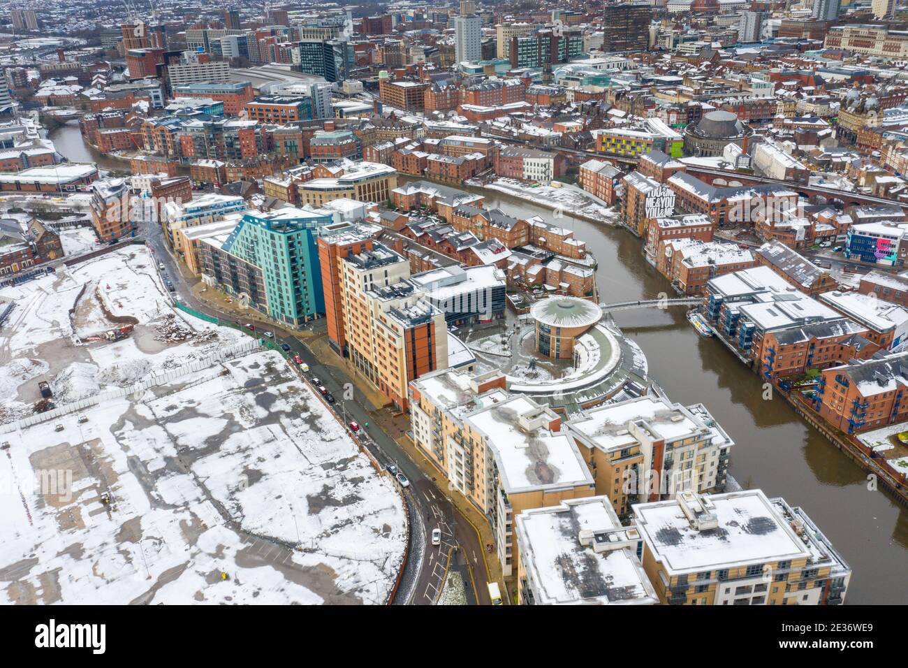 Aerial photo of the area in the Leeds City Centre known as Brewery
