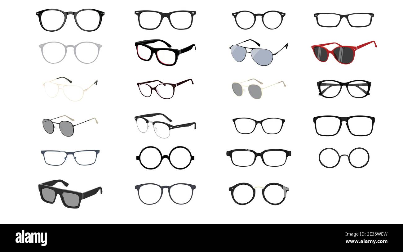 Vector Isolated Set of Different Glasses Frames Stock Vector Image