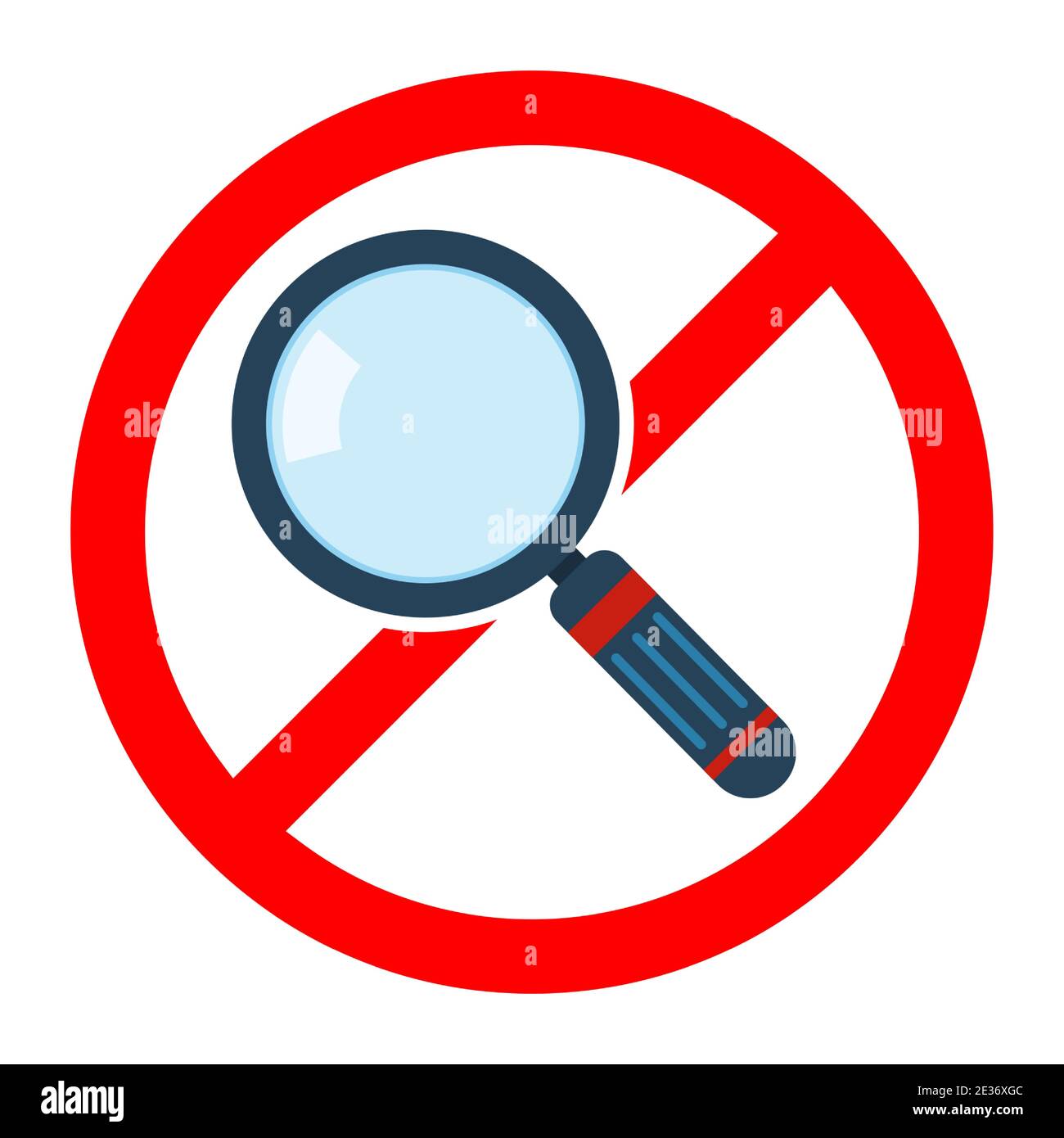 Stop magnifier sign isolated. Forbidden of magnifier sign. Sign of  prohibition of a search or vision. Vector illustration Stock Vector Image &  Art - Alamy