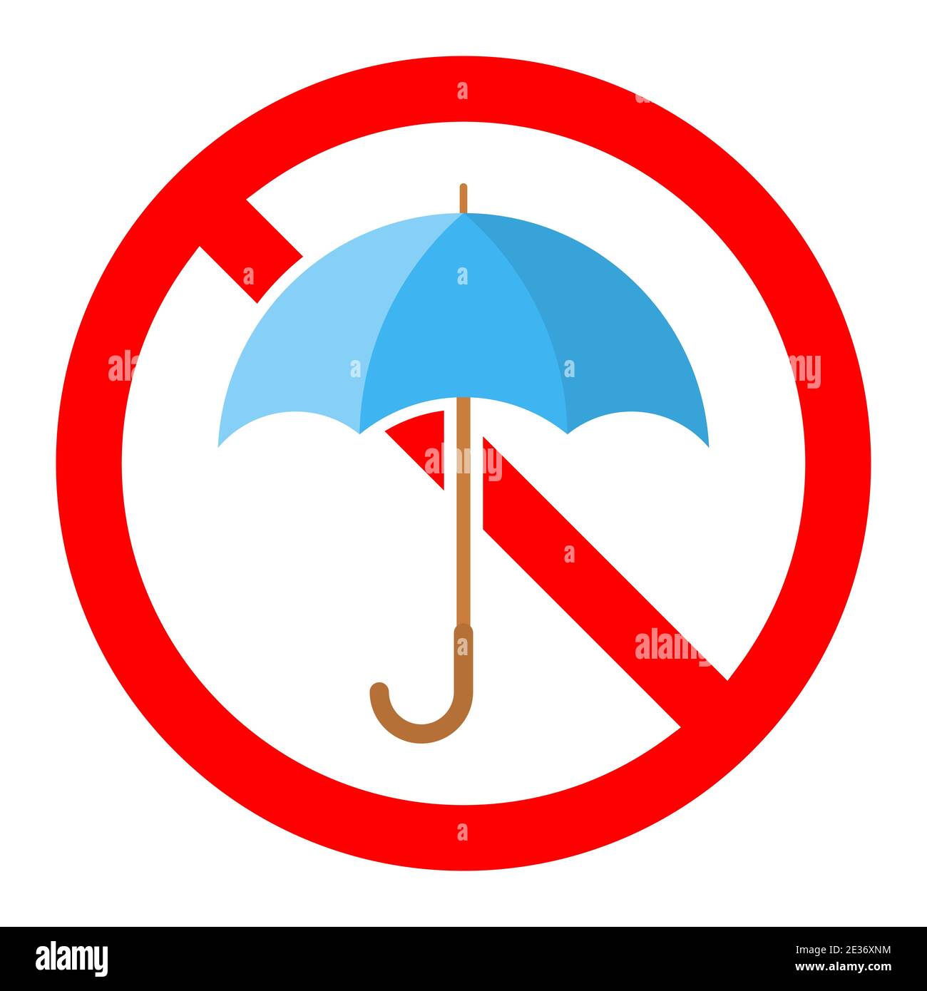 Umbrella are forbidden. Stop umbrella icon. Vector illustration. No